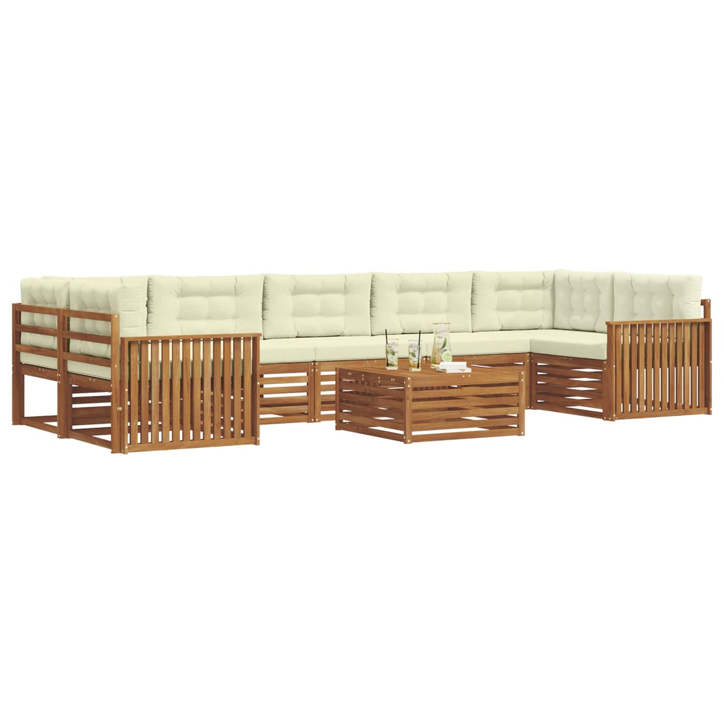 Outdoor-Sofagarnitur mit Kissen 8 pcs Natur und Creme