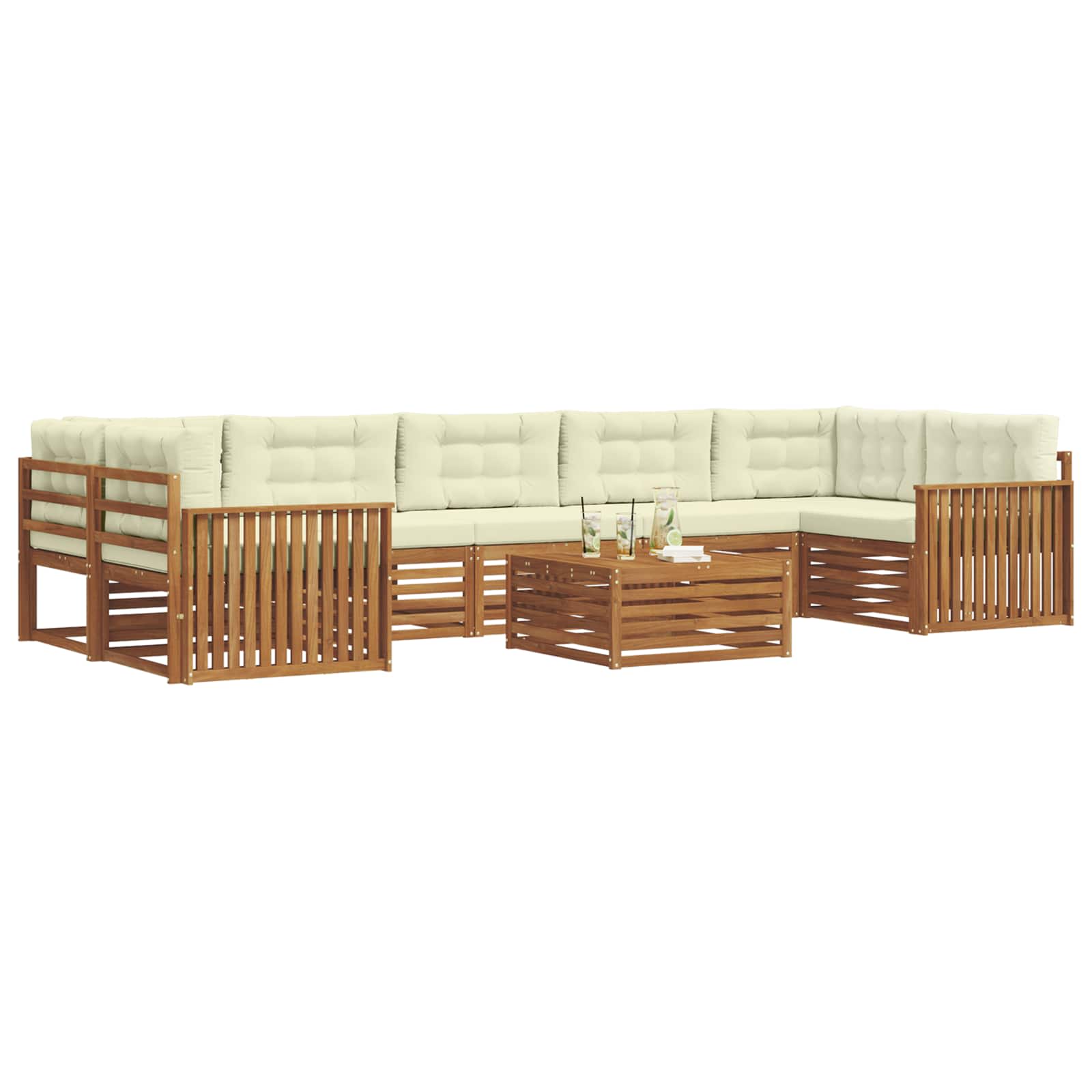 Outdoor-Sofagarnitur mit Kissen 8 pcs Natur und Creme
