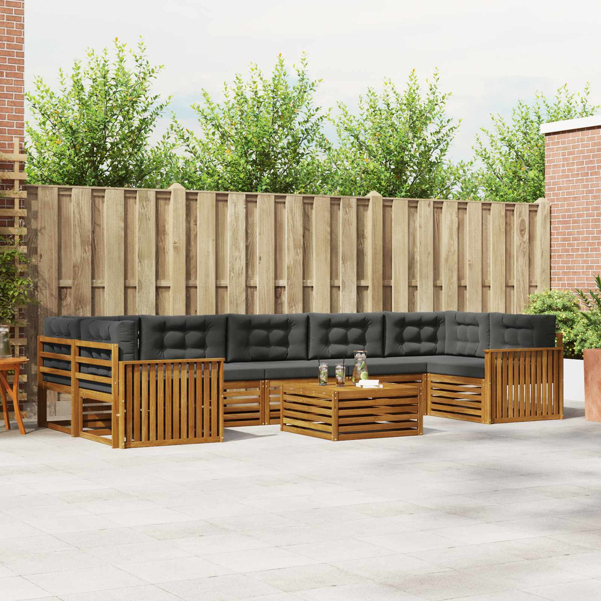 Outdoor-Sofagarnitur 8 stk. Natur und Anthrazit