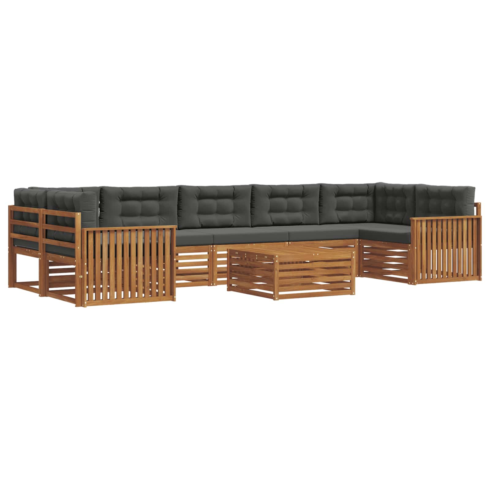 Outdoor-Sofagarnitur mit Kissen 8 pcs Natur und Anthrazit