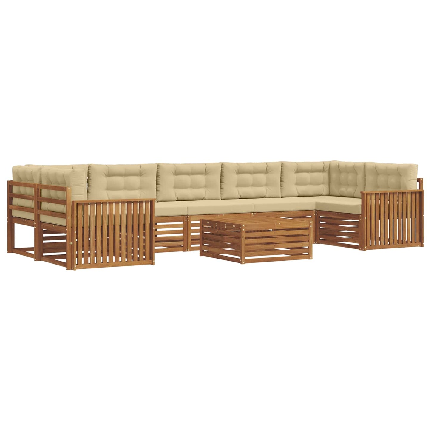 Outdoor-Sofagarnitur mit Kissen 8 pcs Natur und Beige