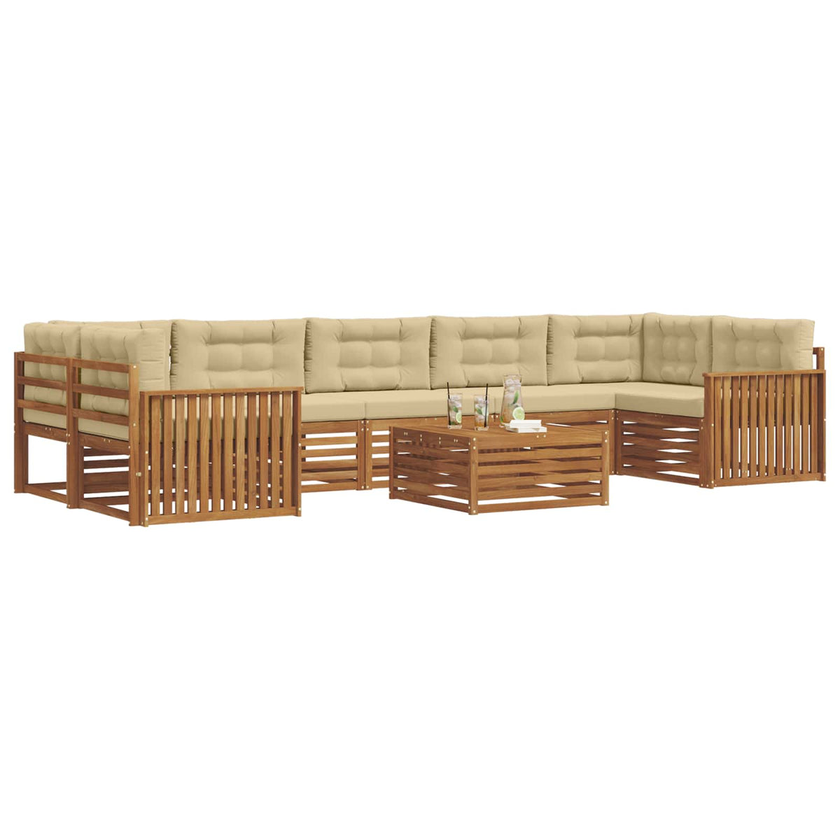 Outdoor-Sofagarnitur 8 stk. Natur und Beige