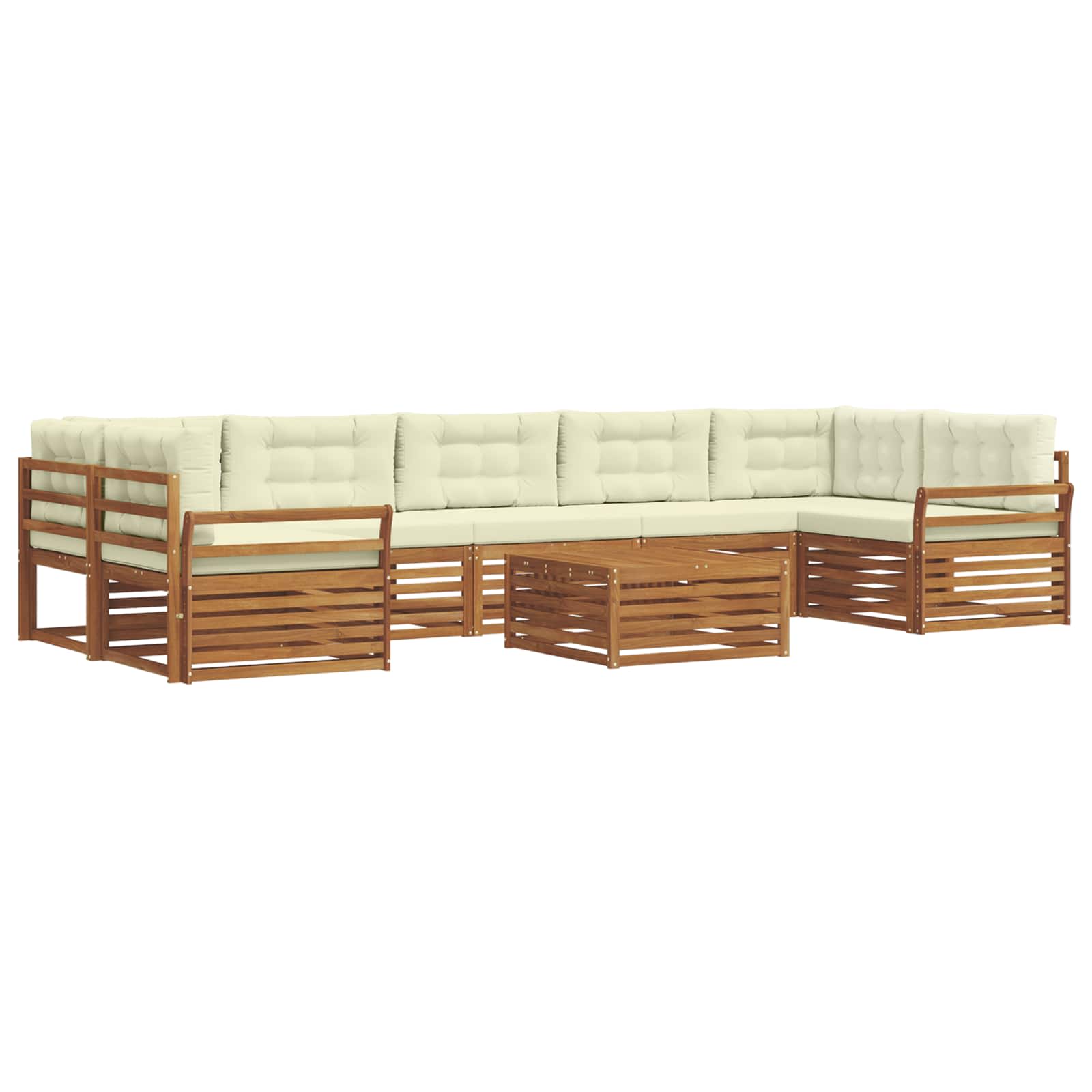 Outdoor-Sofagarnitur mit Kissen 8 pcs Natur und Creme