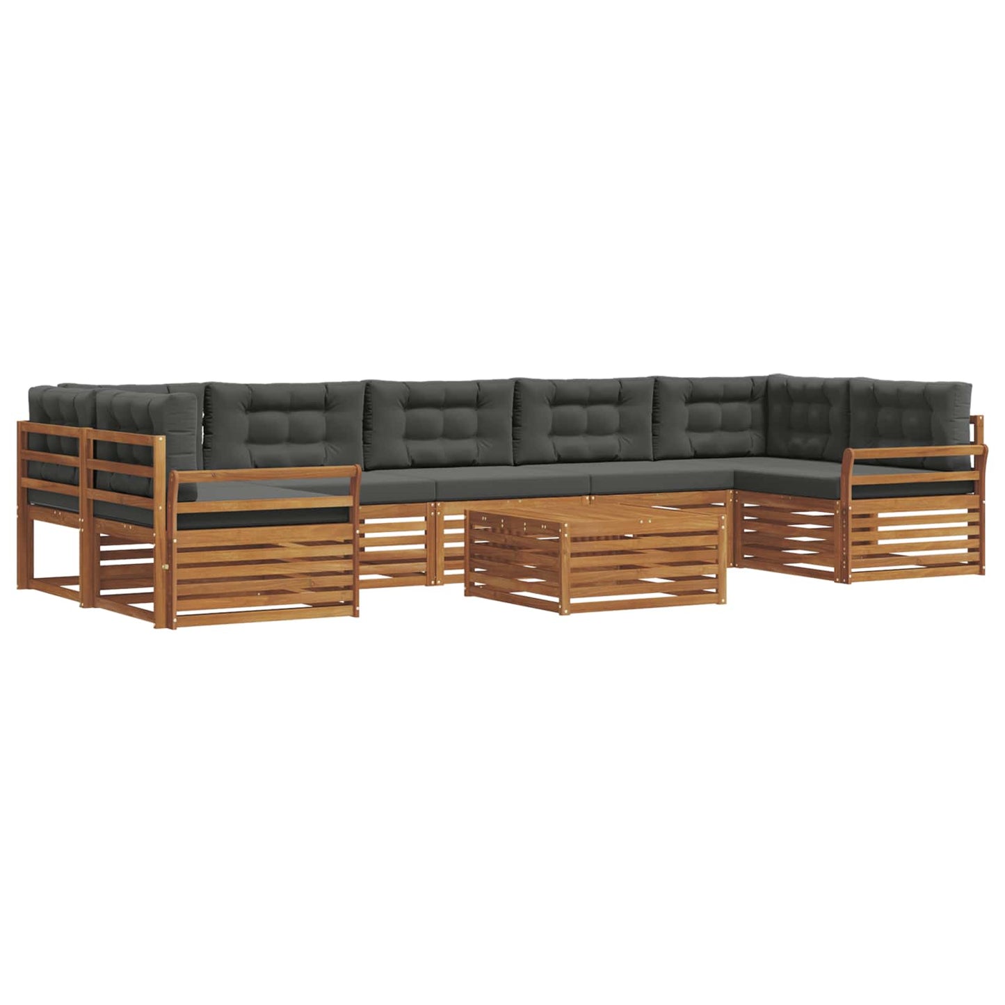Outdoor-Sofagarnitur mit Kissen 8 pcs Natur und Anthrazit