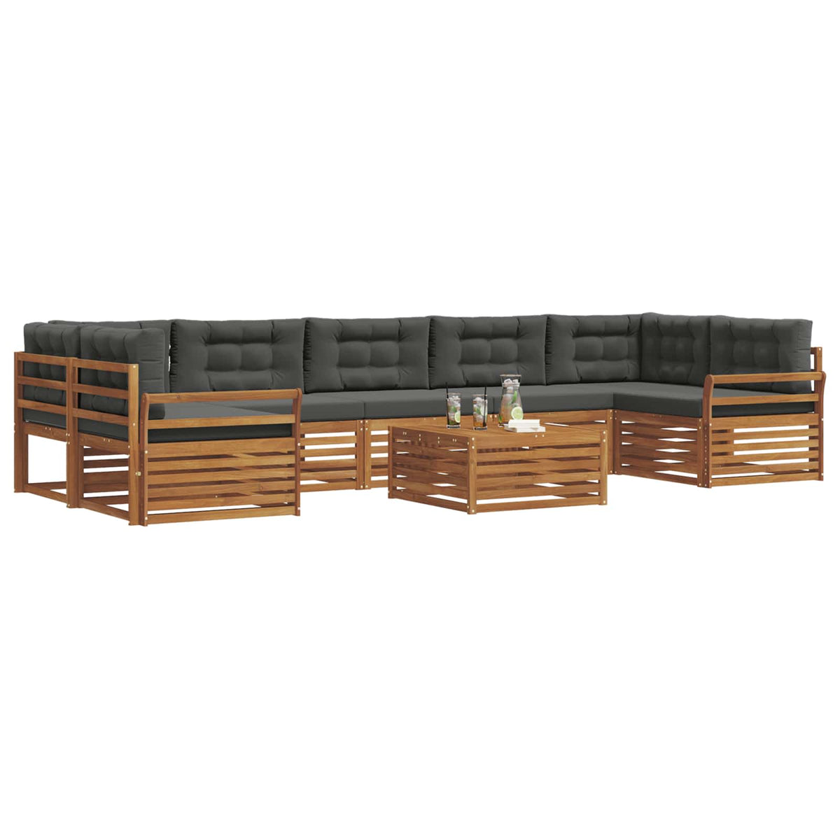 Outdoor-Sofagarnitur 8 stk. Natur und Anthrazit