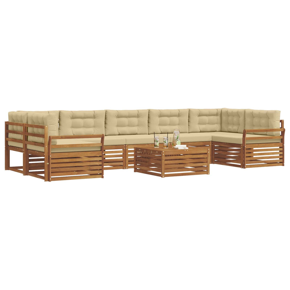Outdoor-Sofagarnitur 8 stk. Natur und Beige