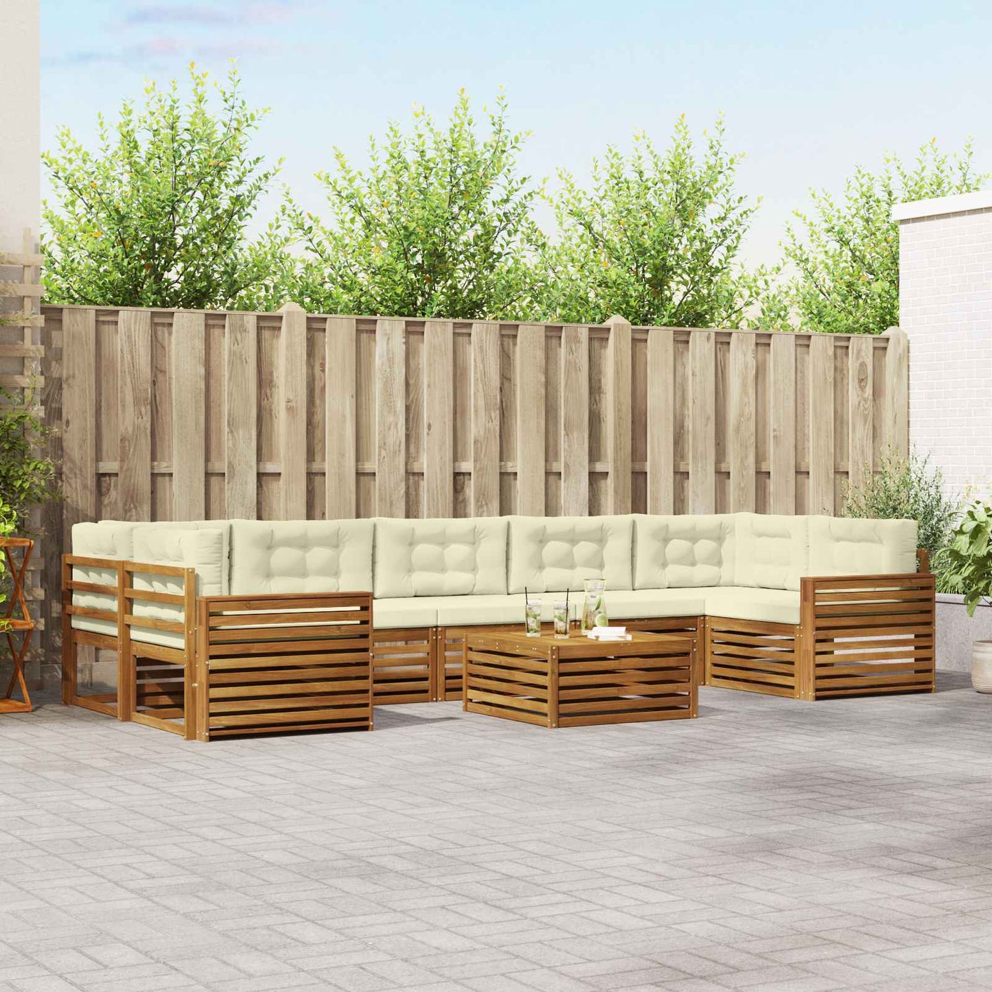 Outdoor-Sofagarnitur 8 stk. Natur und Creme