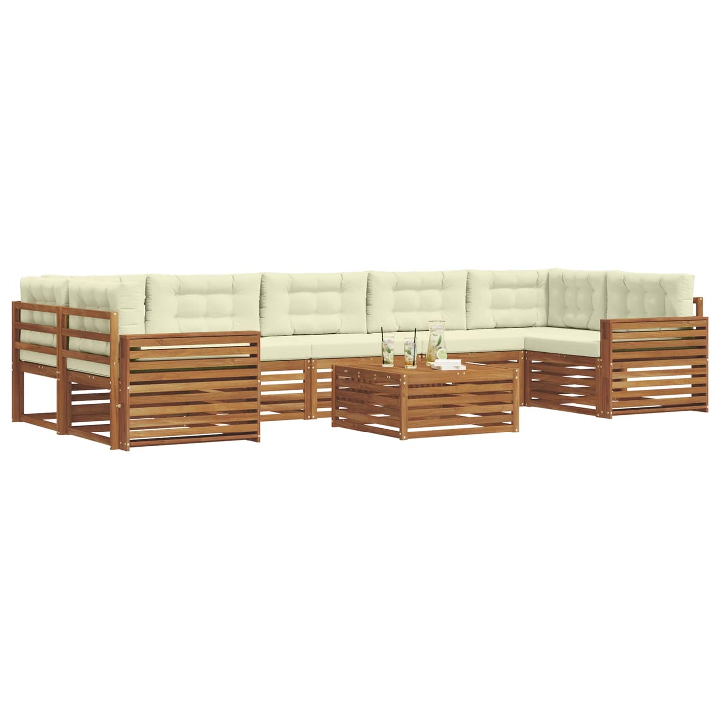 Outdoor-Sofagarnitur 8 stk. Natur und Creme