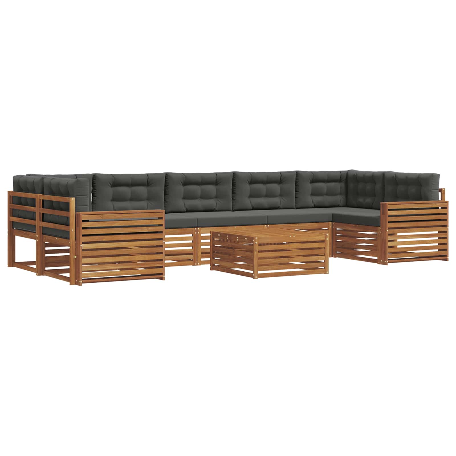 Outdoor-Sofagarnitur mit Kissen 8 pcs Natur und Anthrazit