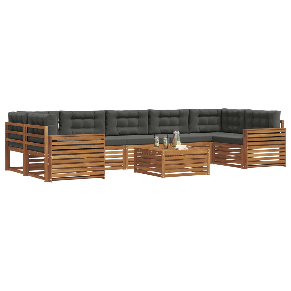 Outdoor-Sofagarnitur 8 stk. Natur und Anthrazit