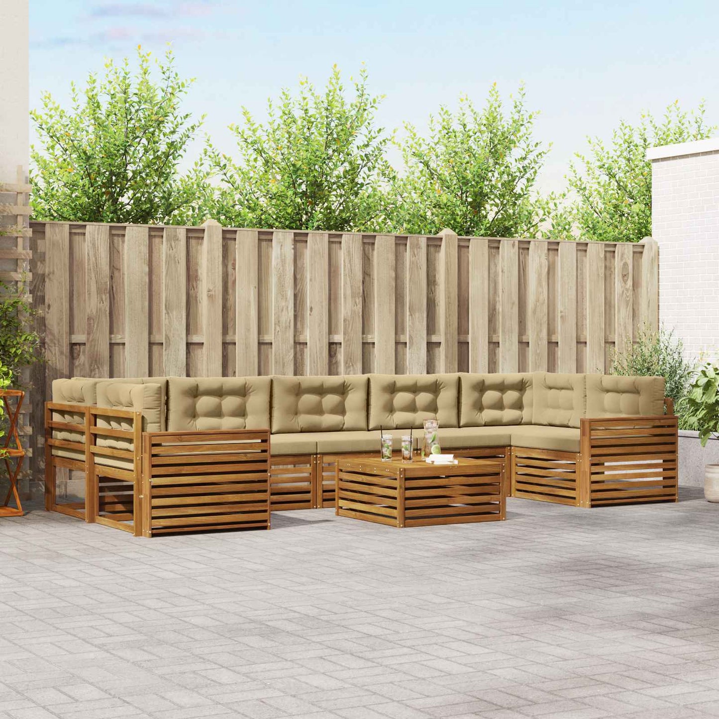 Outdoor-Sofagarnitur 8 stk. Natur und Beige