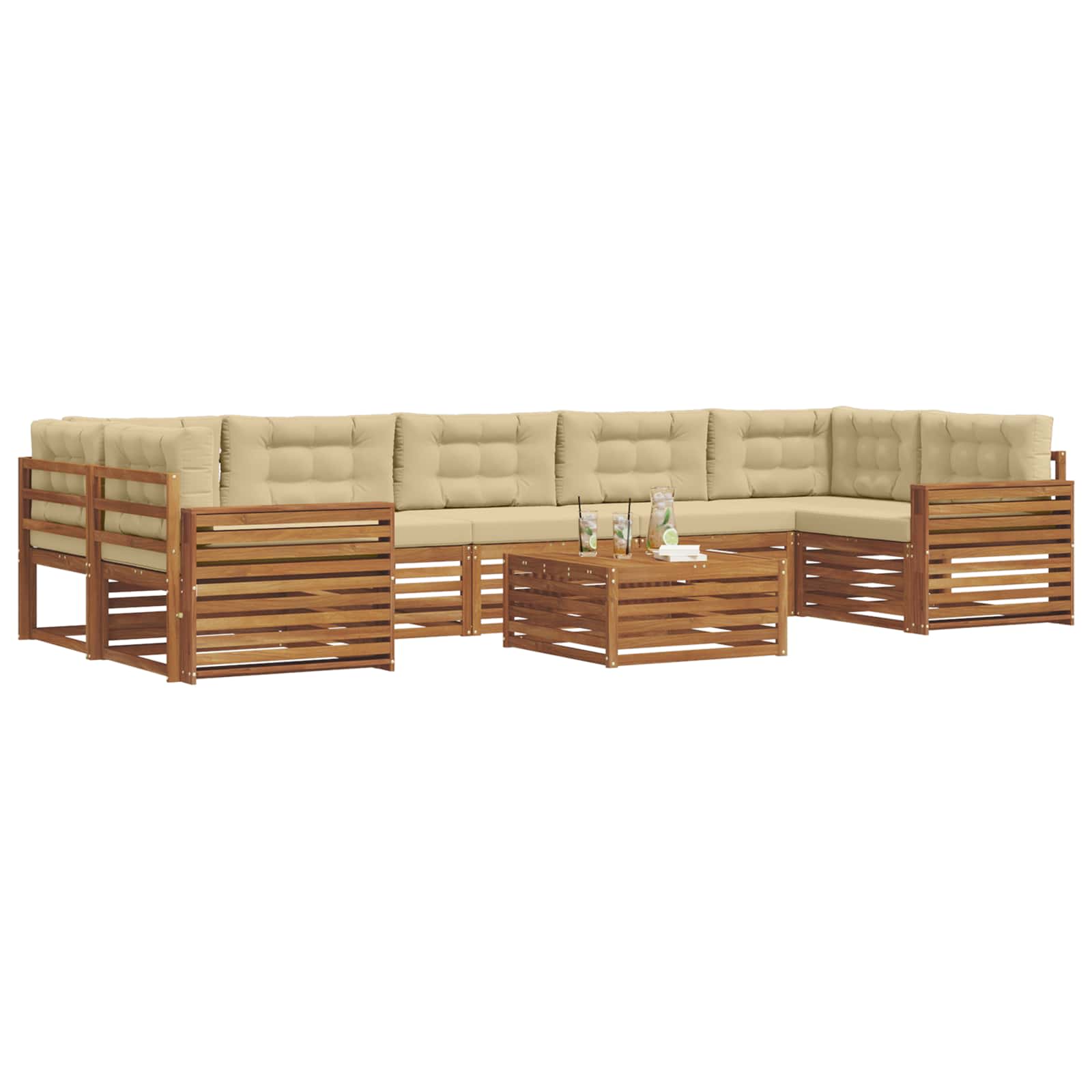 Outdoor-Sofagarnitur 8 stk. Natur und Beige