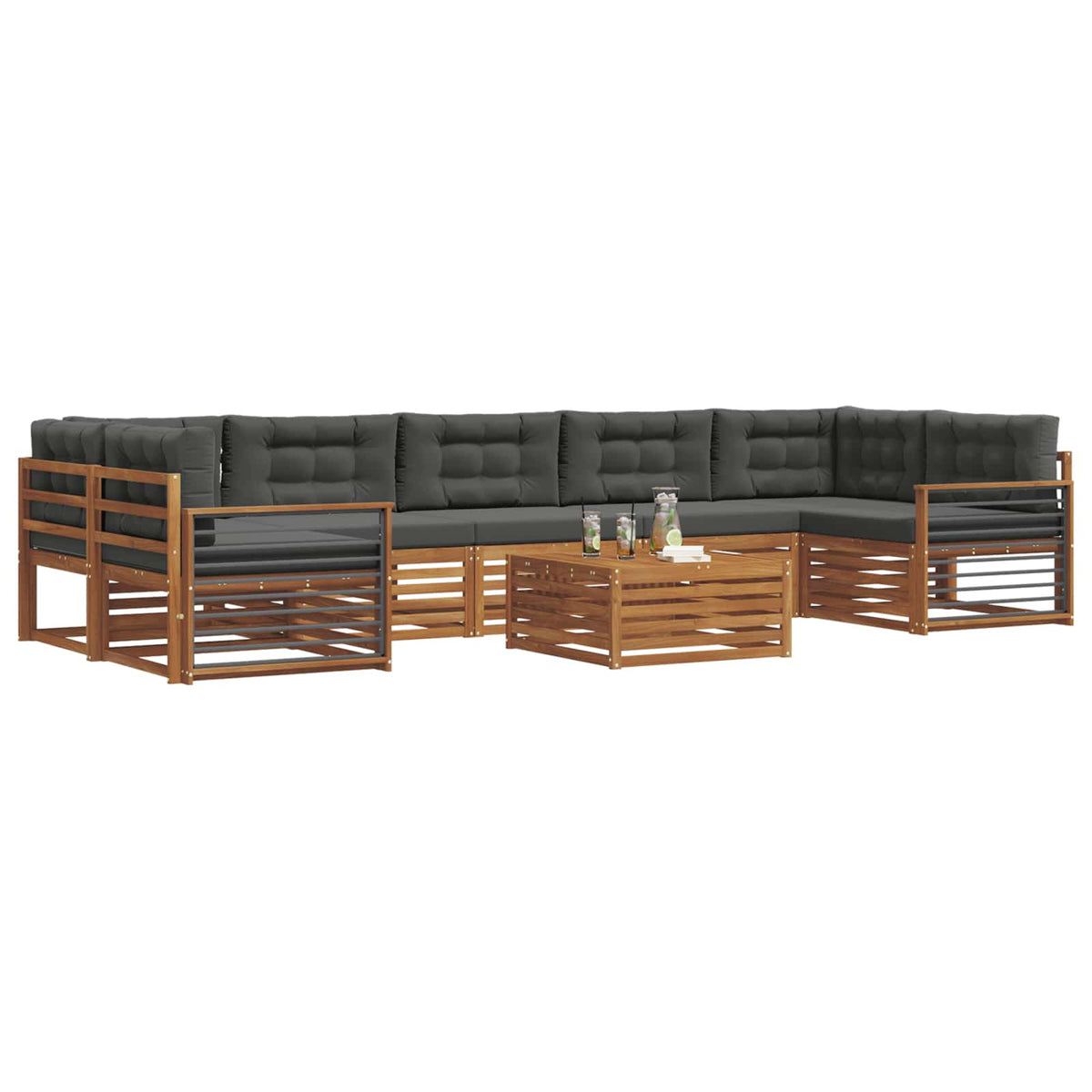 Outdoor-Sofagarnitur 8 stk. Natur und Anthrazit
