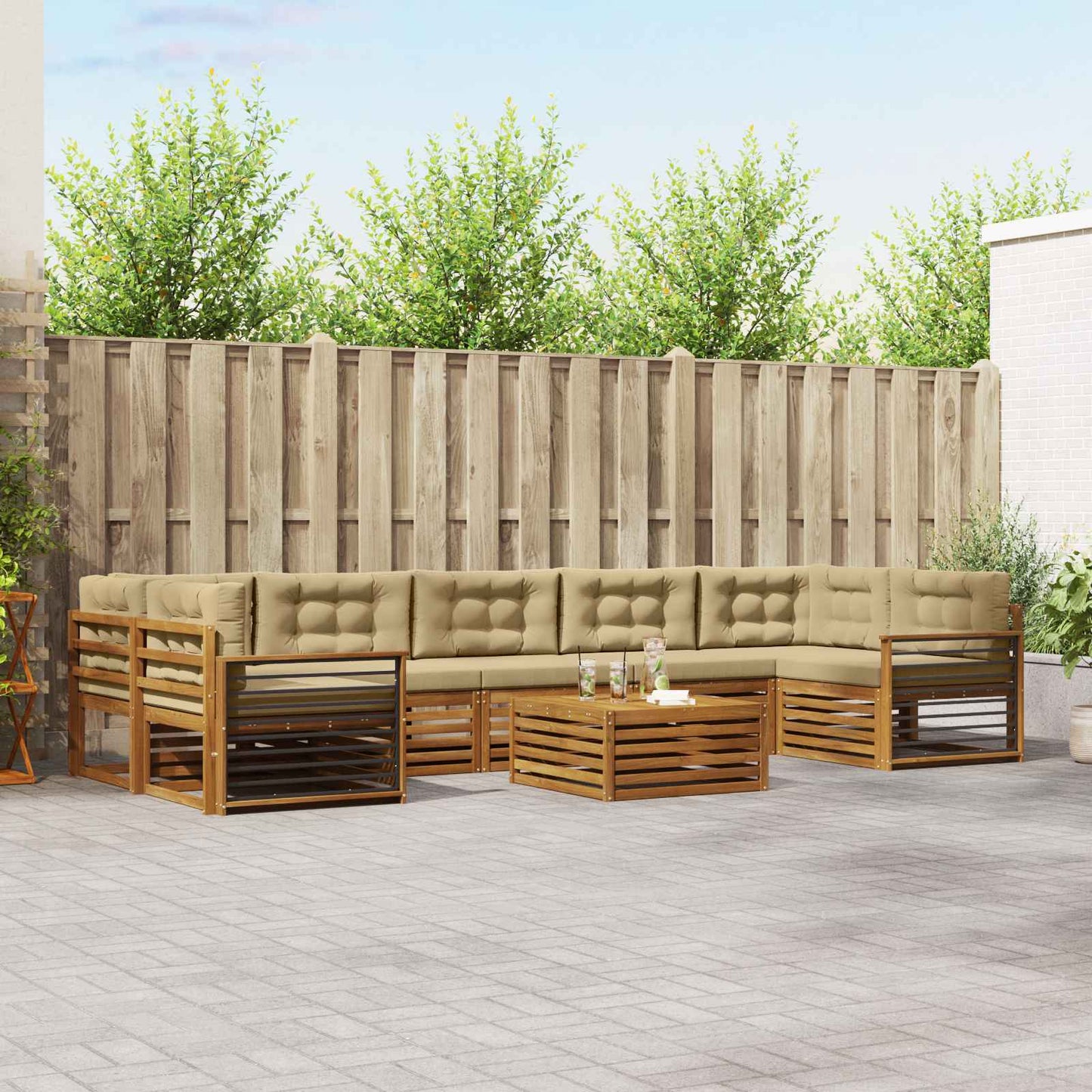 Outdoor-Sofagarnitur 8 stk. Natur und Beige