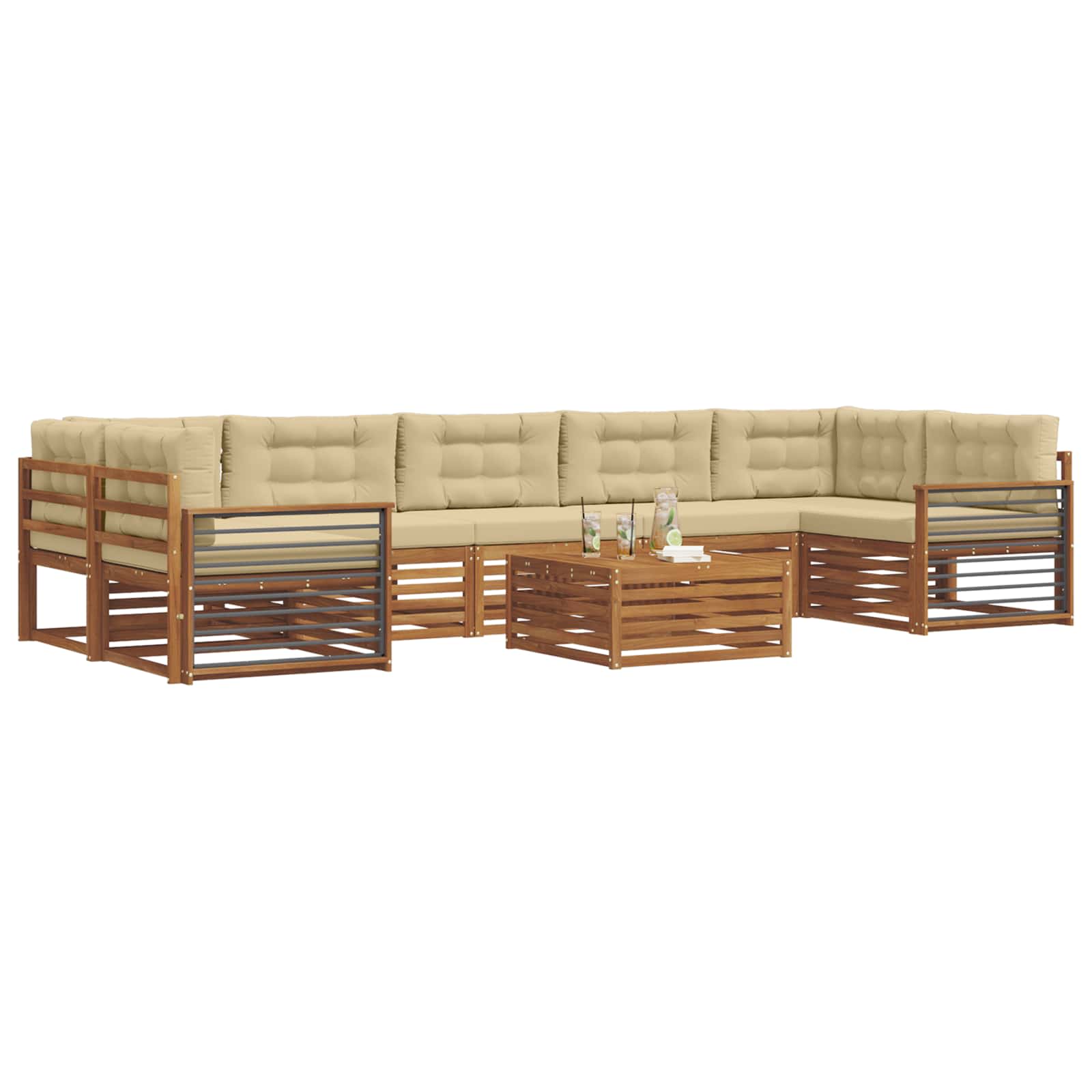 Outdoor-Sofagarnitur 8 stk. Natur und Beige