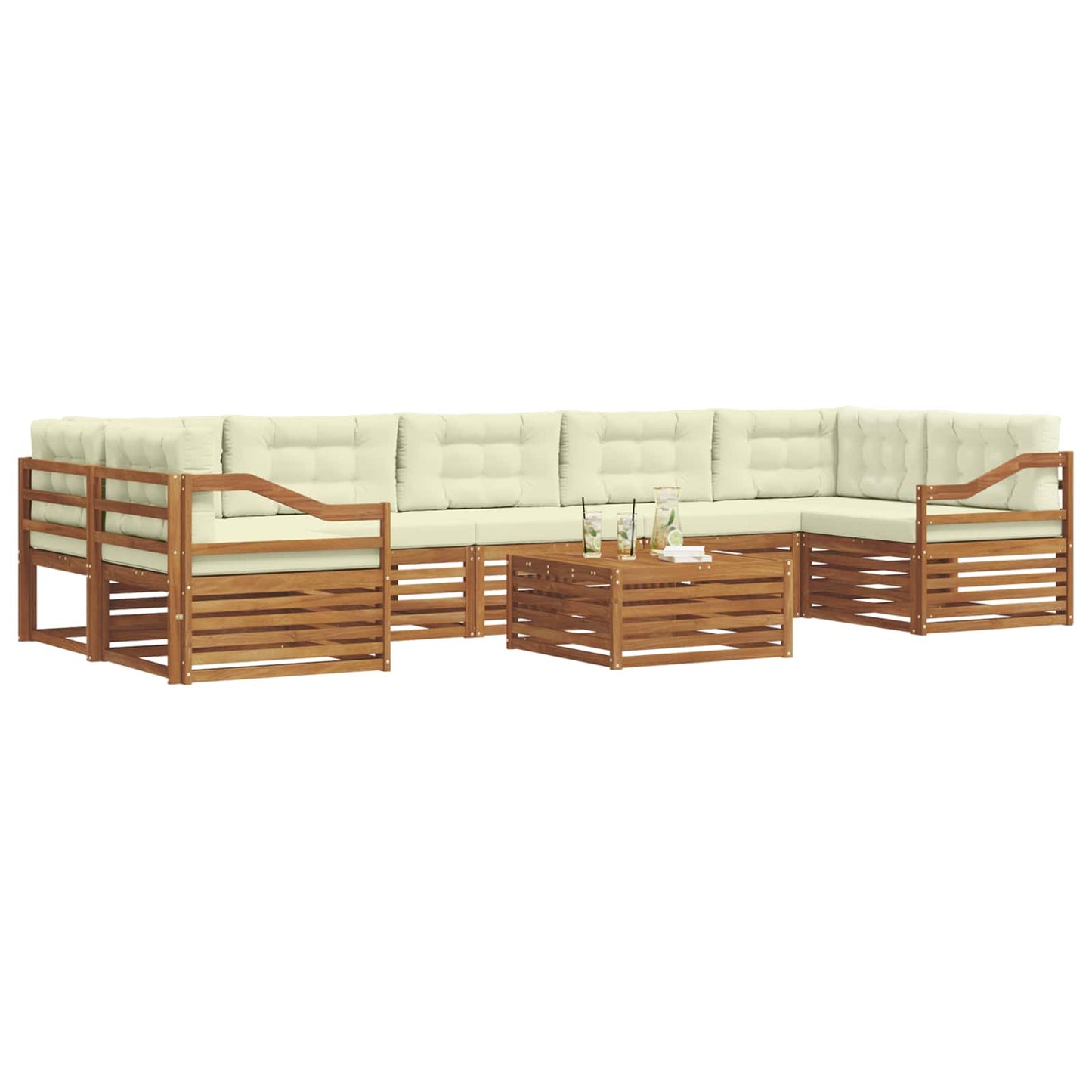 Outdoor-Sofagarnitur mit Kissen 8 pcs Natur und Creme