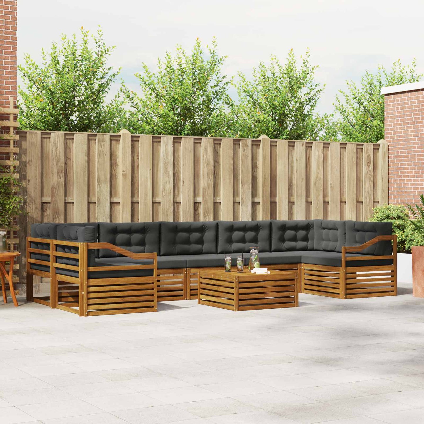 Outdoor-Sofagarnitur 8 stk. Natur und Anthrazit