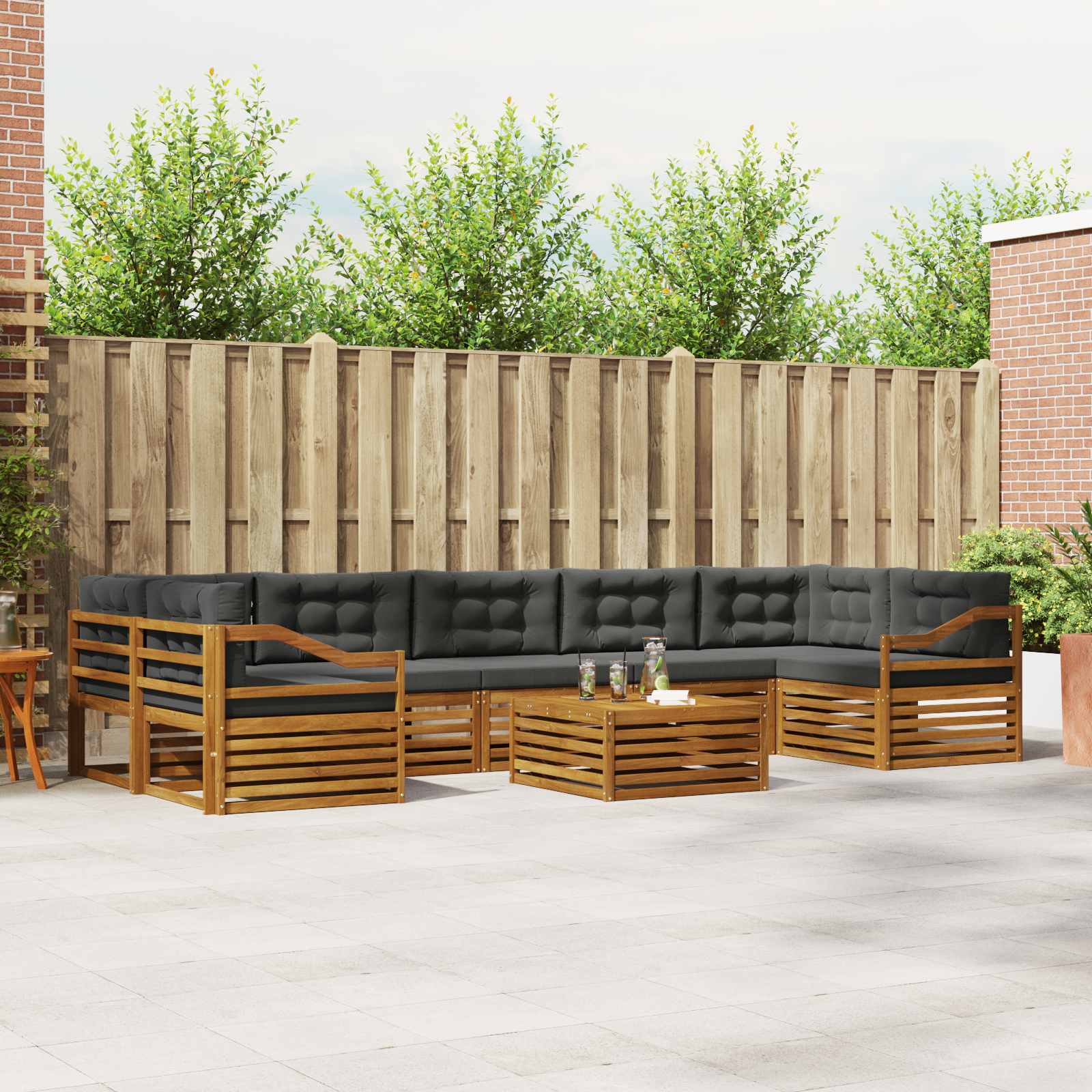 Outdoor-Sofagarnitur 8 stk. Natur und Anthrazit
