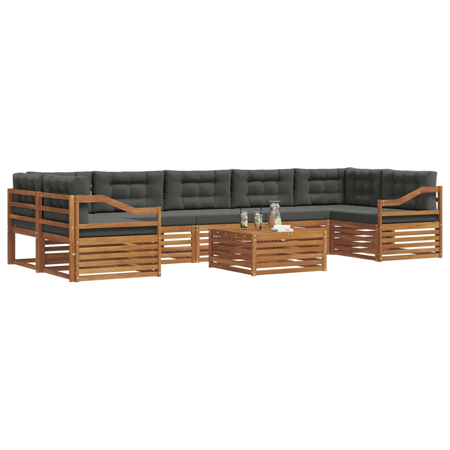 Outdoor-Sofagarnitur 8 stk. Natur und Anthrazit