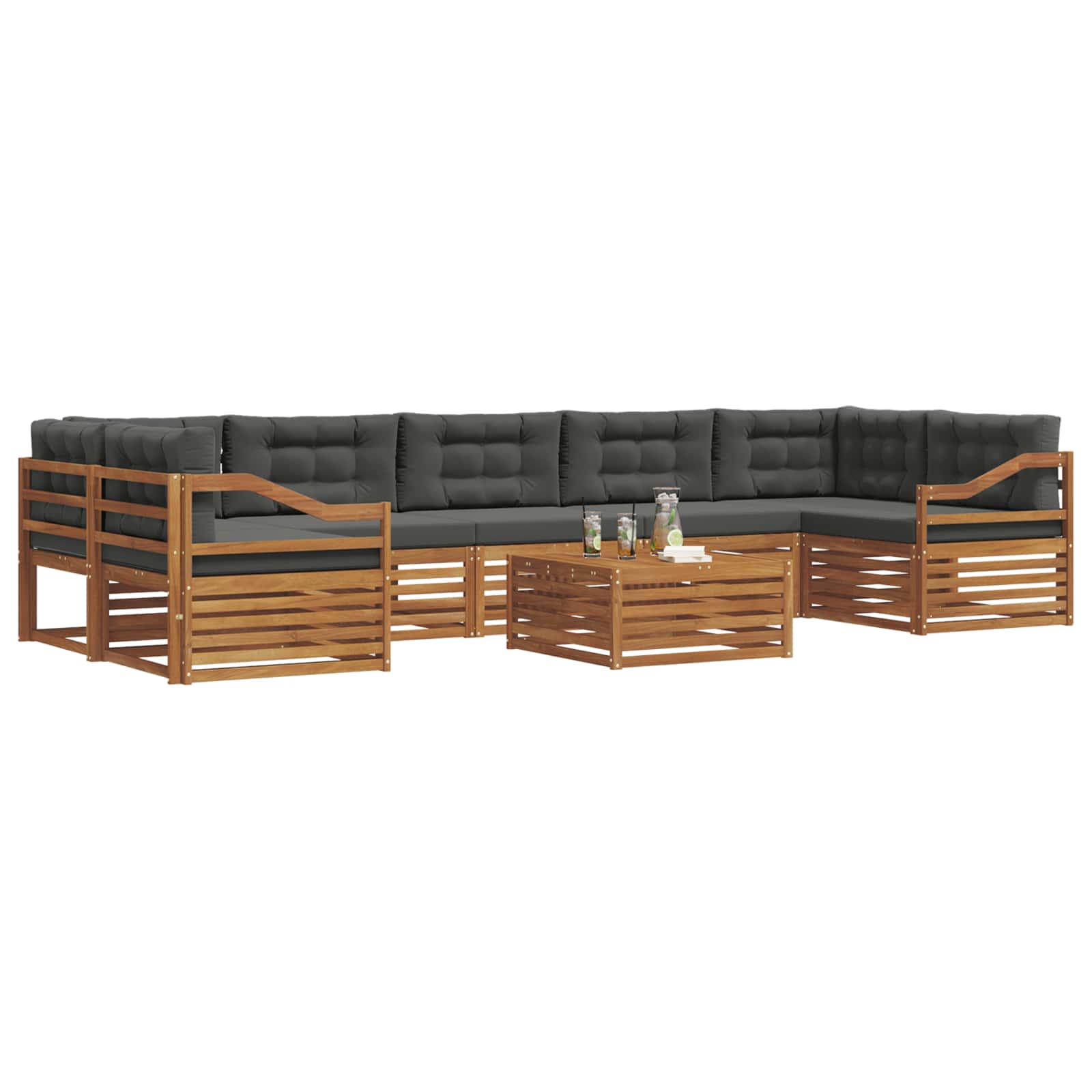 Outdoor-Sofagarnitur 8 stk. Natur und Anthrazit