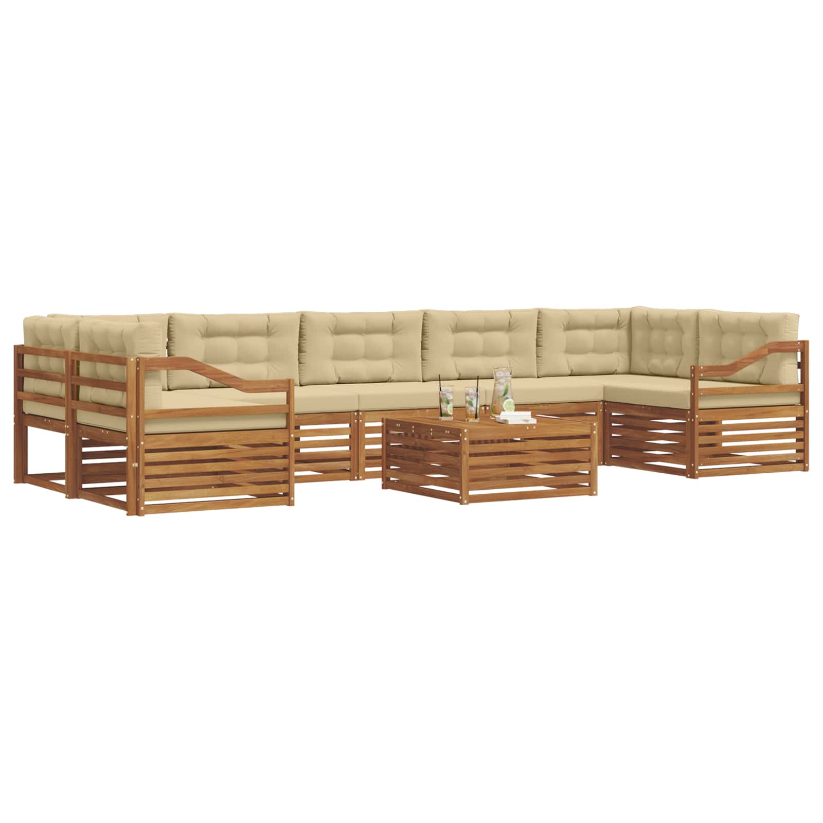 Outdoor-Sofagarnitur 8 stk. Natur und Beige