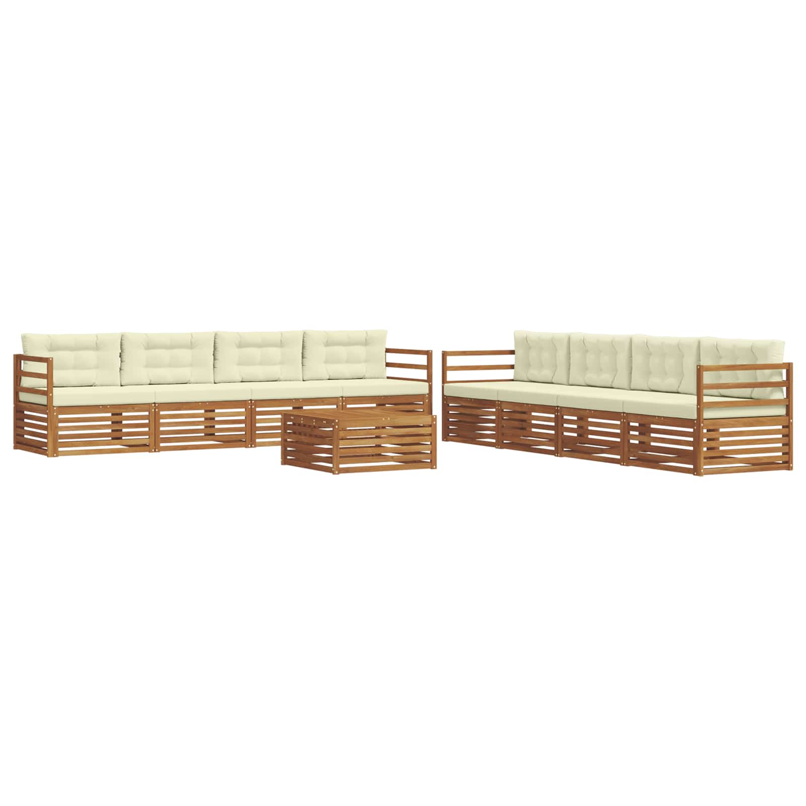 Outdoor-Sofagarnitur mit Kissen 9 pcs Natur und Creme