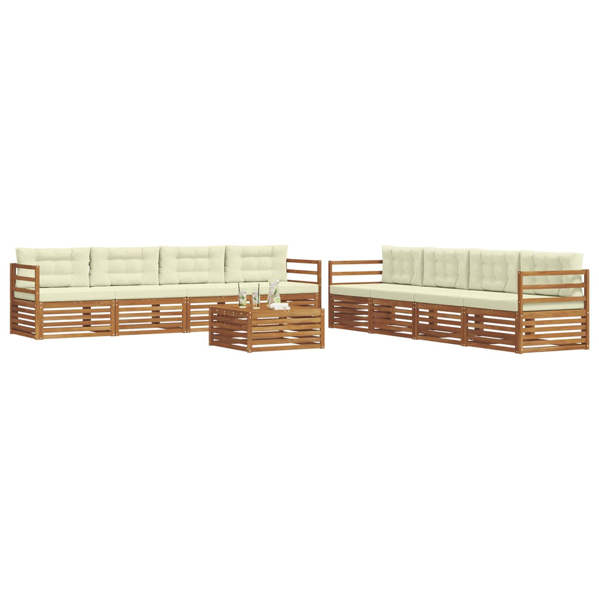 Outdoor-Sofagarnitur 9 stk. Natur und Creme