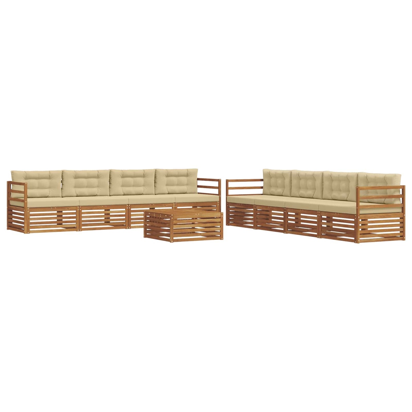 Outdoor-Sofagarnitur mit Kissen 9 pcs Natur und Beige