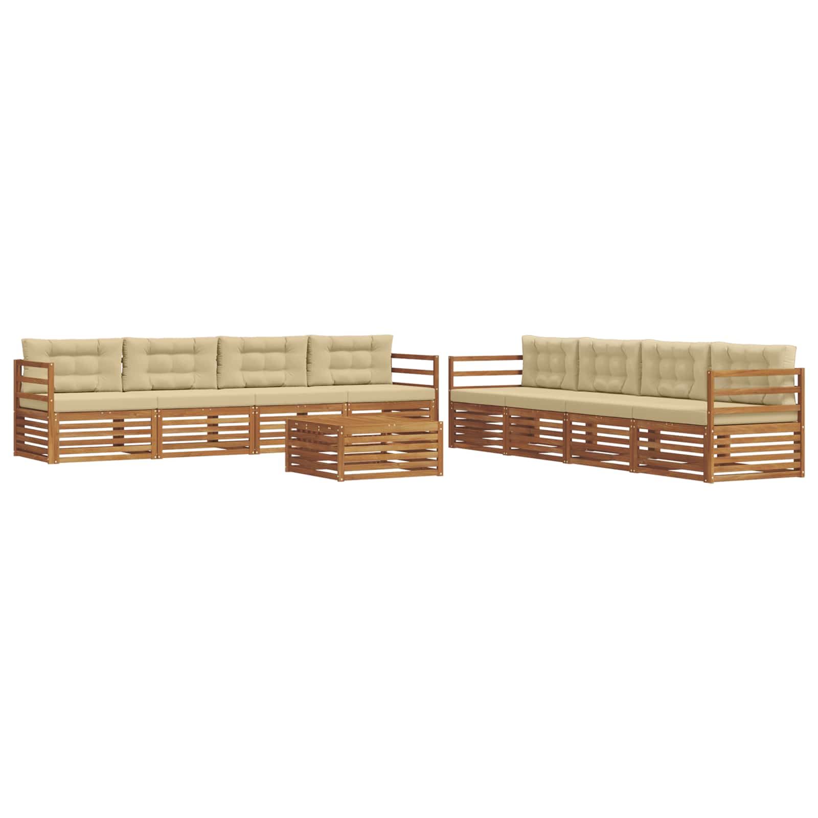 Outdoor-Sofagarnitur mit Kissen 9 pcs Natur und Beige