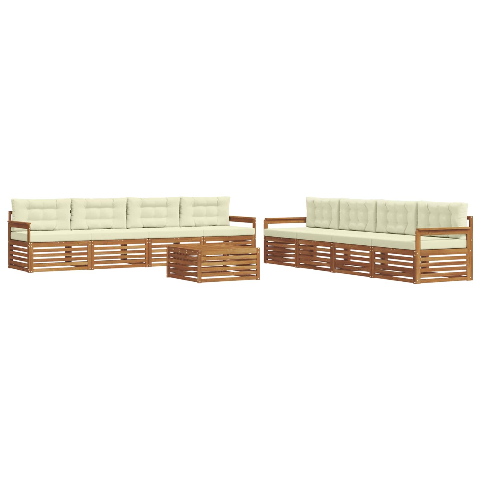 Outdoor-Sofagarnitur mit Kissen 9 pcs Natur und Creme