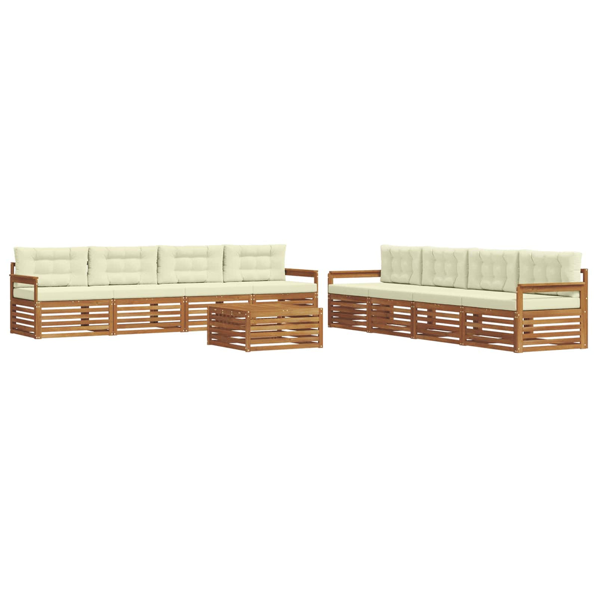 Outdoor-Sofagarnitur 9 stk. Natur und Creme