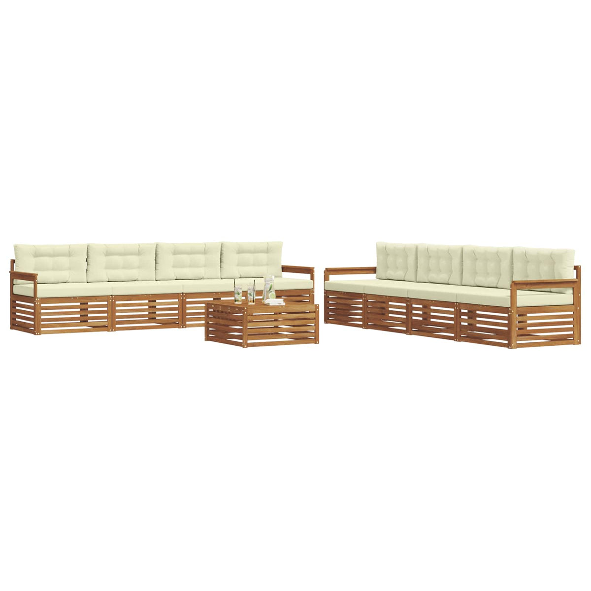 Outdoor-Sofagarnitur 9 stk. Natur und Creme