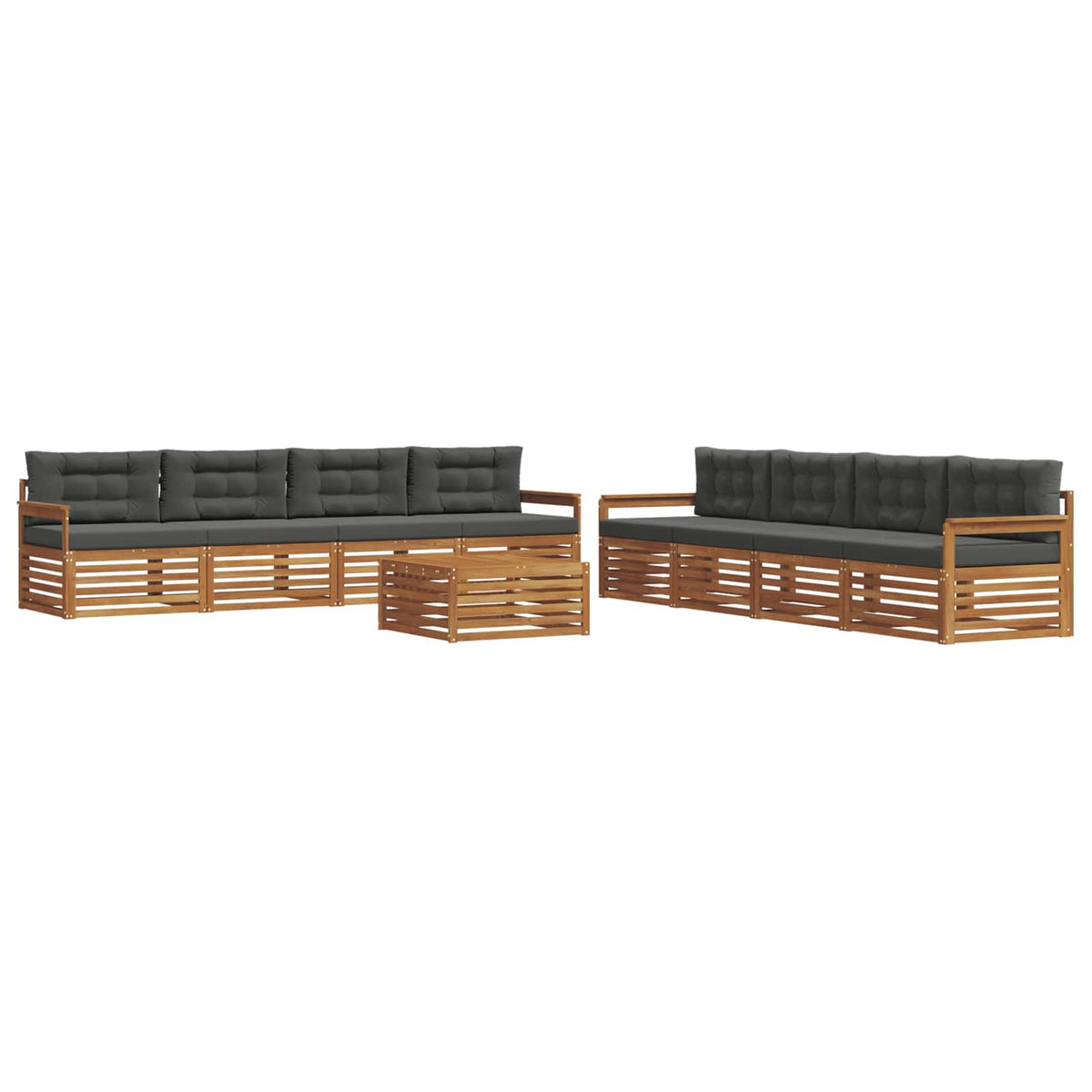 Outdoor-Sofagarnitur 9 stk. Natur und Anthrazit
