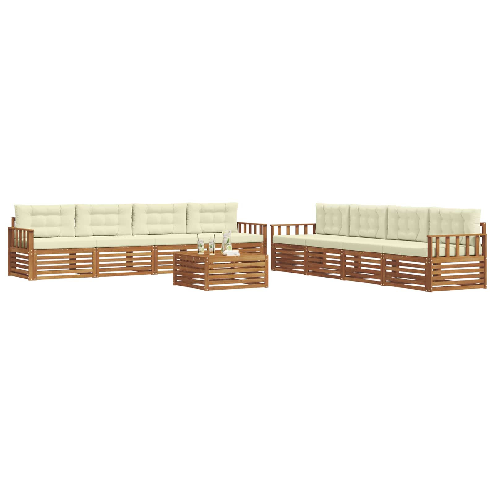 Outdoor-Sofagarnitur 9 stk. Natur und Creme