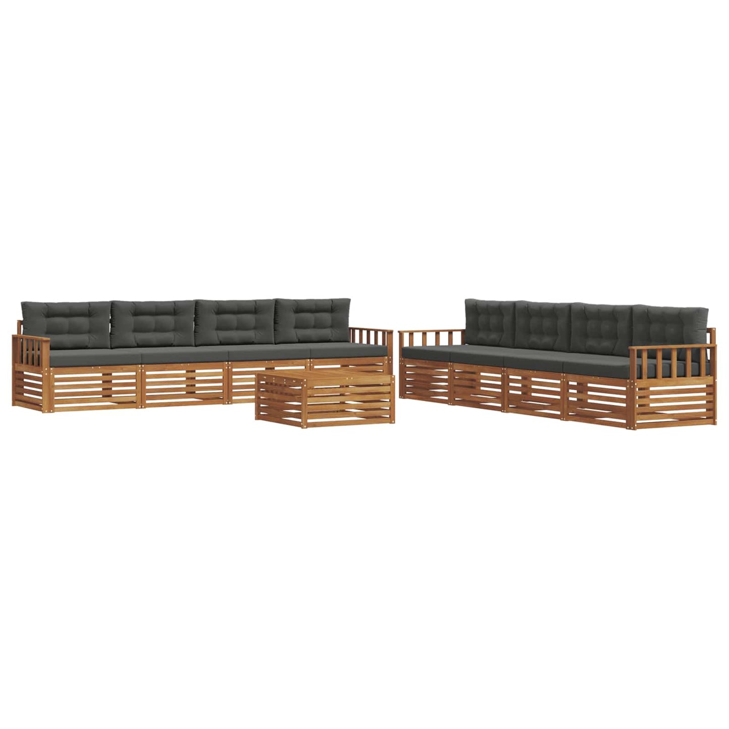 Outdoor-Sofagarnitur mit Kissen 9 pcs Natur und Anthrazit