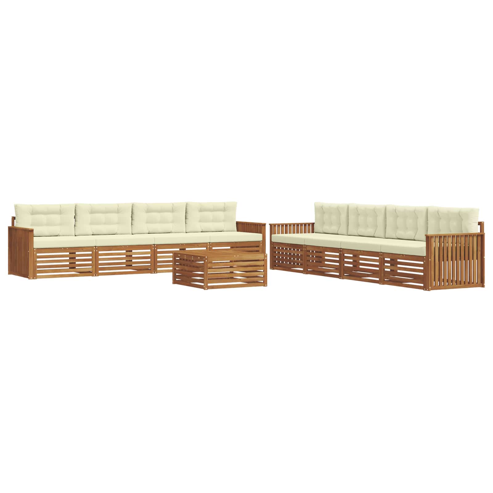 Outdoor-Sofagarnitur mit Kissen 9 pcs Natur und Creme