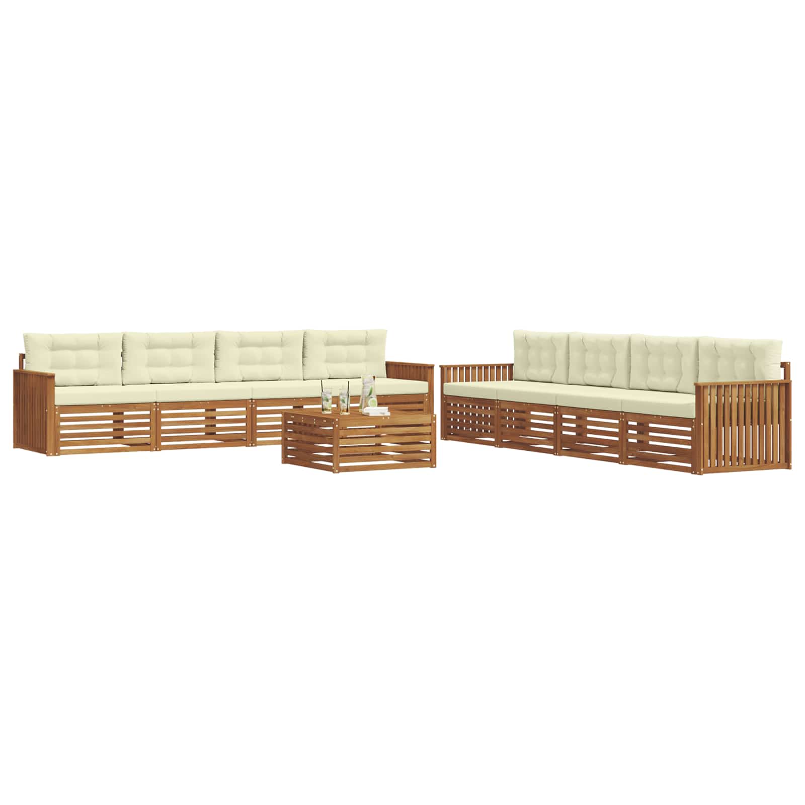 Outdoor-Sofagarnitur 9 stk. Natur und Creme