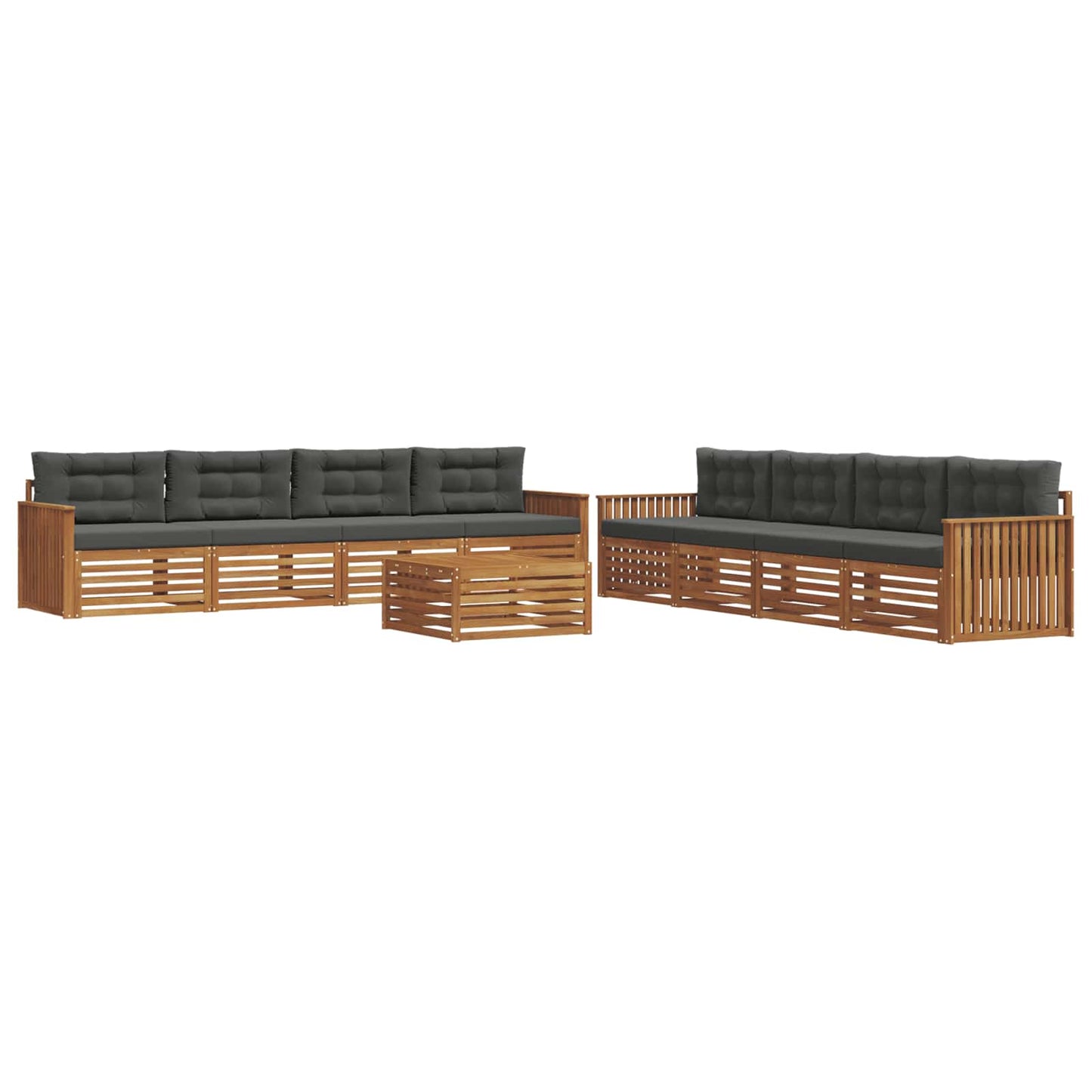 Outdoor-Sofagarnitur mit Kissen 9 pcs Natur und Anthrazit