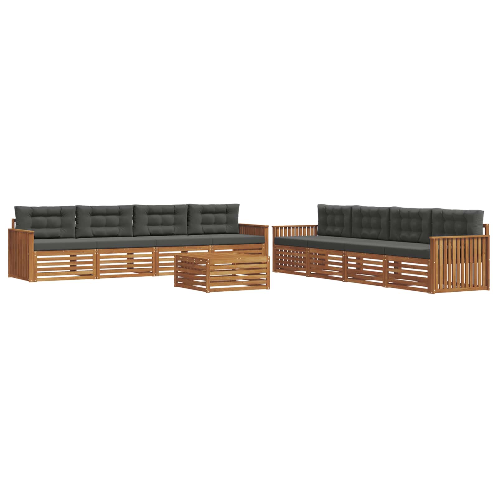 Outdoor-Sofagarnitur mit Kissen 9 pcs Natur und Anthrazit