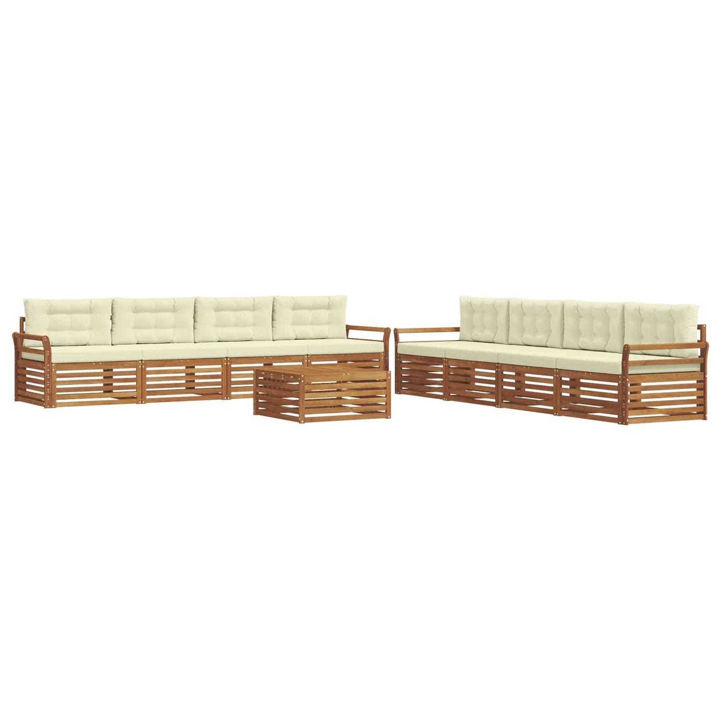 Outdoor-Sofagarnitur mit Kissen 9 pcs Natur und Creme