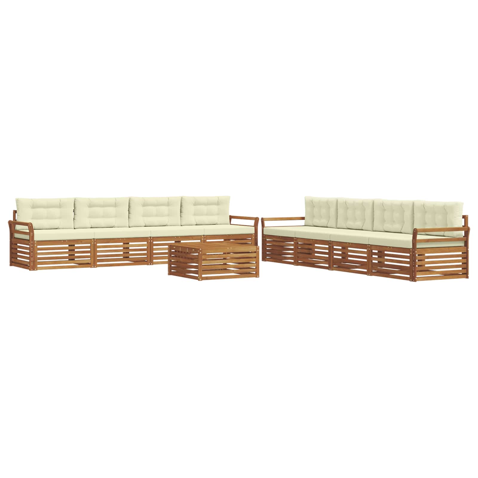 Outdoor-Sofagarnitur mit Kissen 9 pcs Natur und Creme