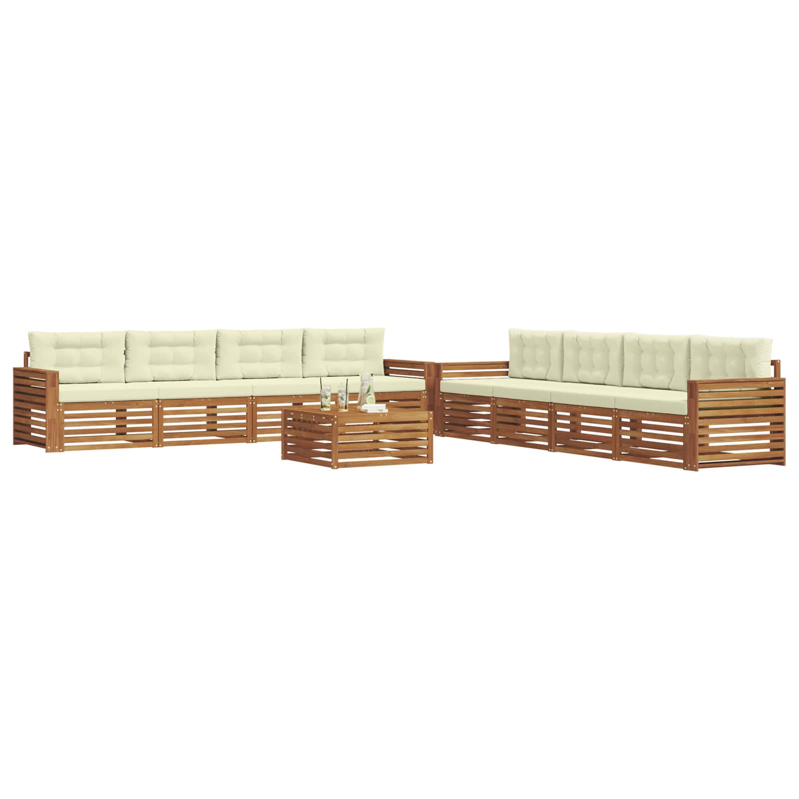 Outdoor-Sofagarnitur 9 stk. Natur und Creme
