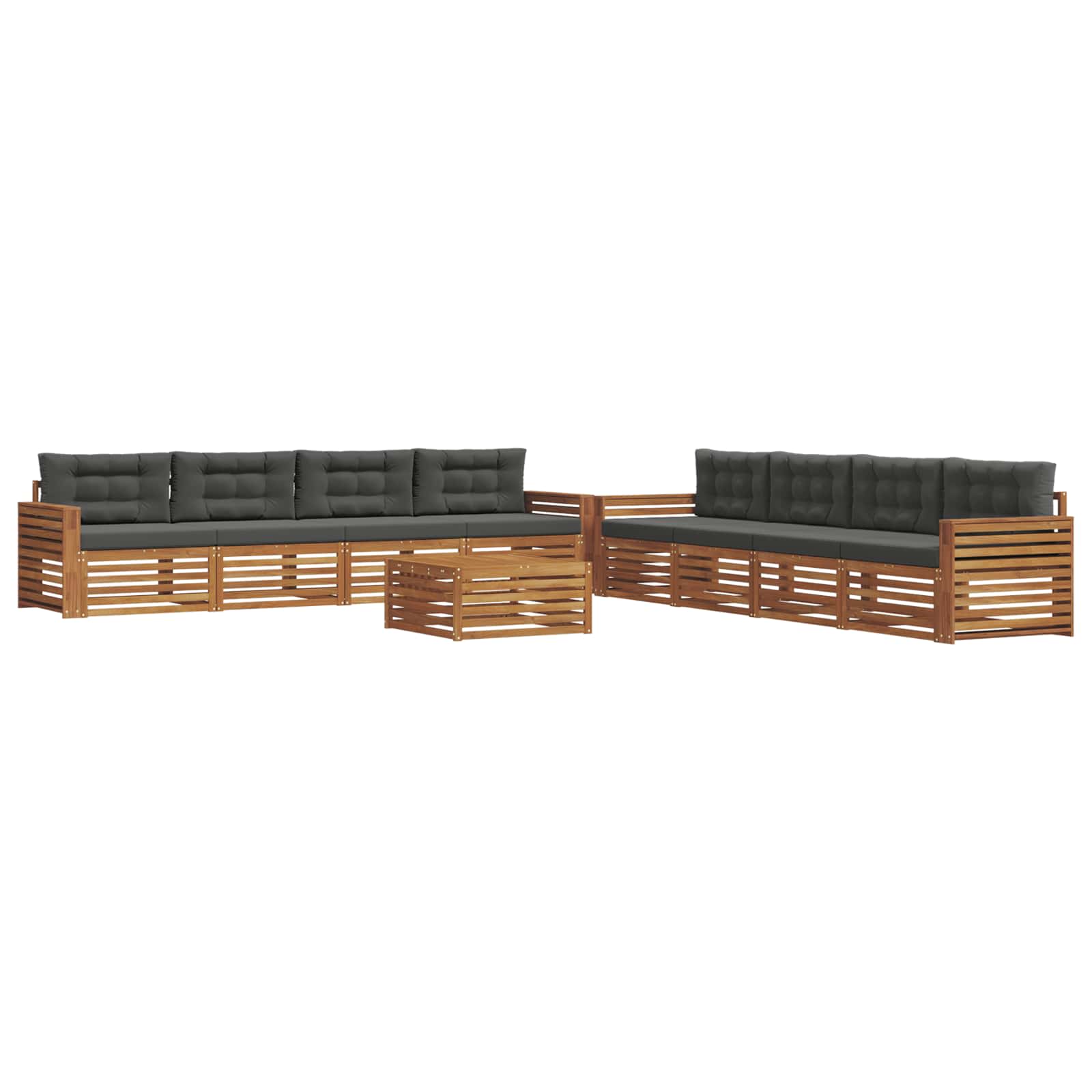 Outdoor-Sofagarnitur mit Kissen 9 pcs Natur und Anthrazit