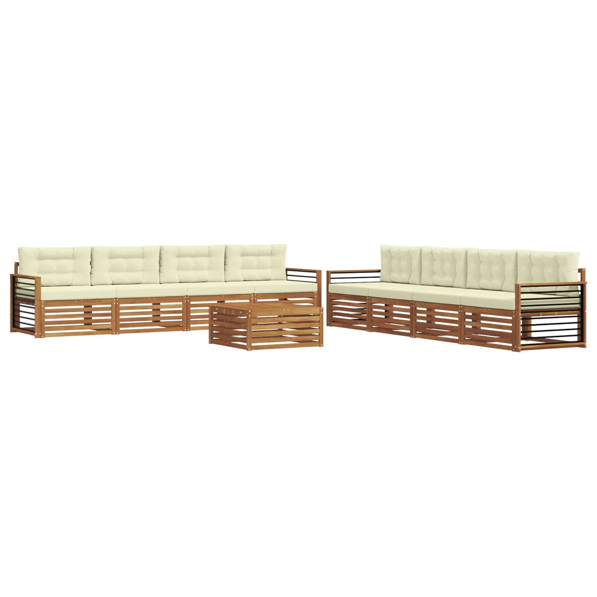 Outdoor-Sofagarnitur 9 stk. Natur und Creme