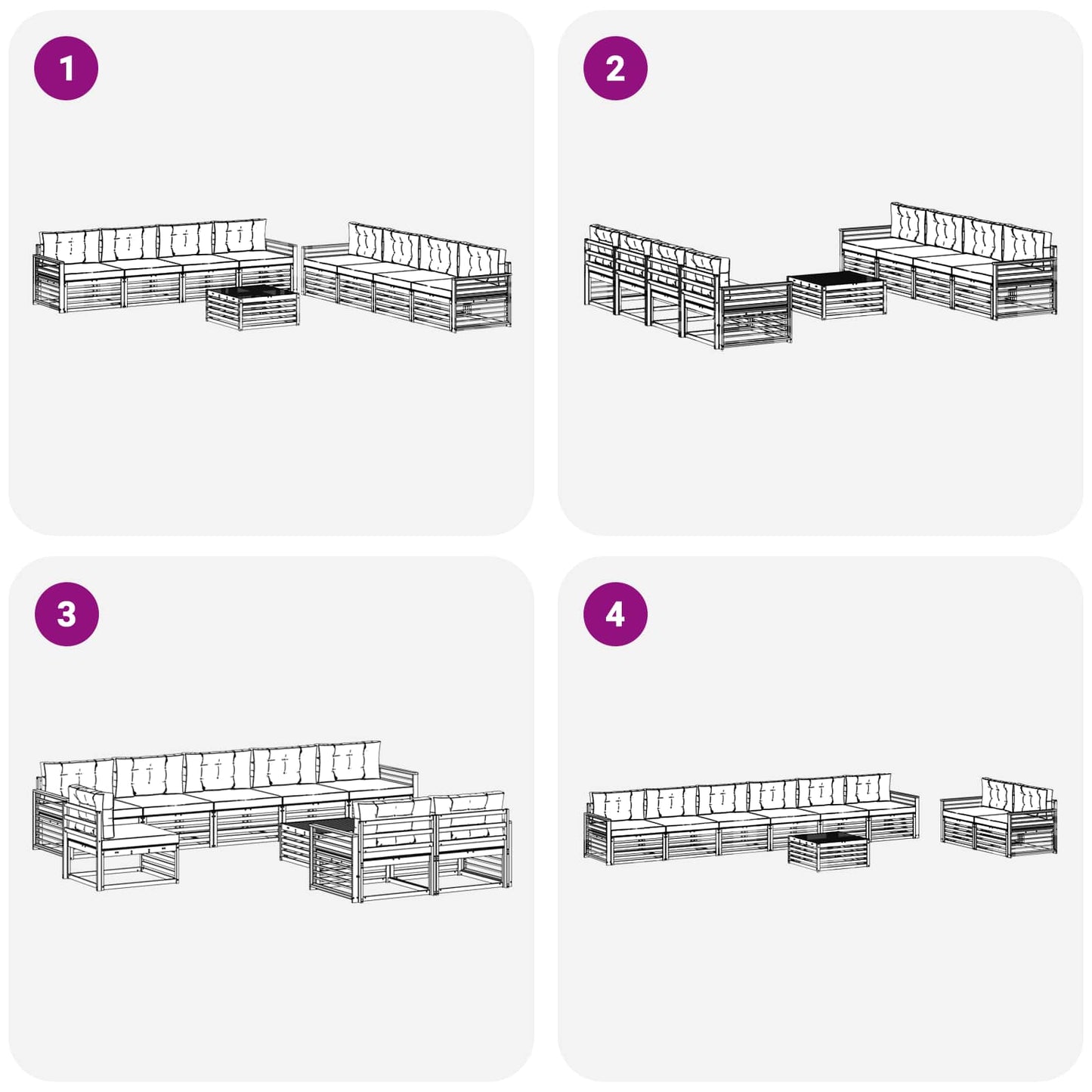 Outdoor-Sofagarnitur mit Kissen 9 pcs Natur und Anthrazit