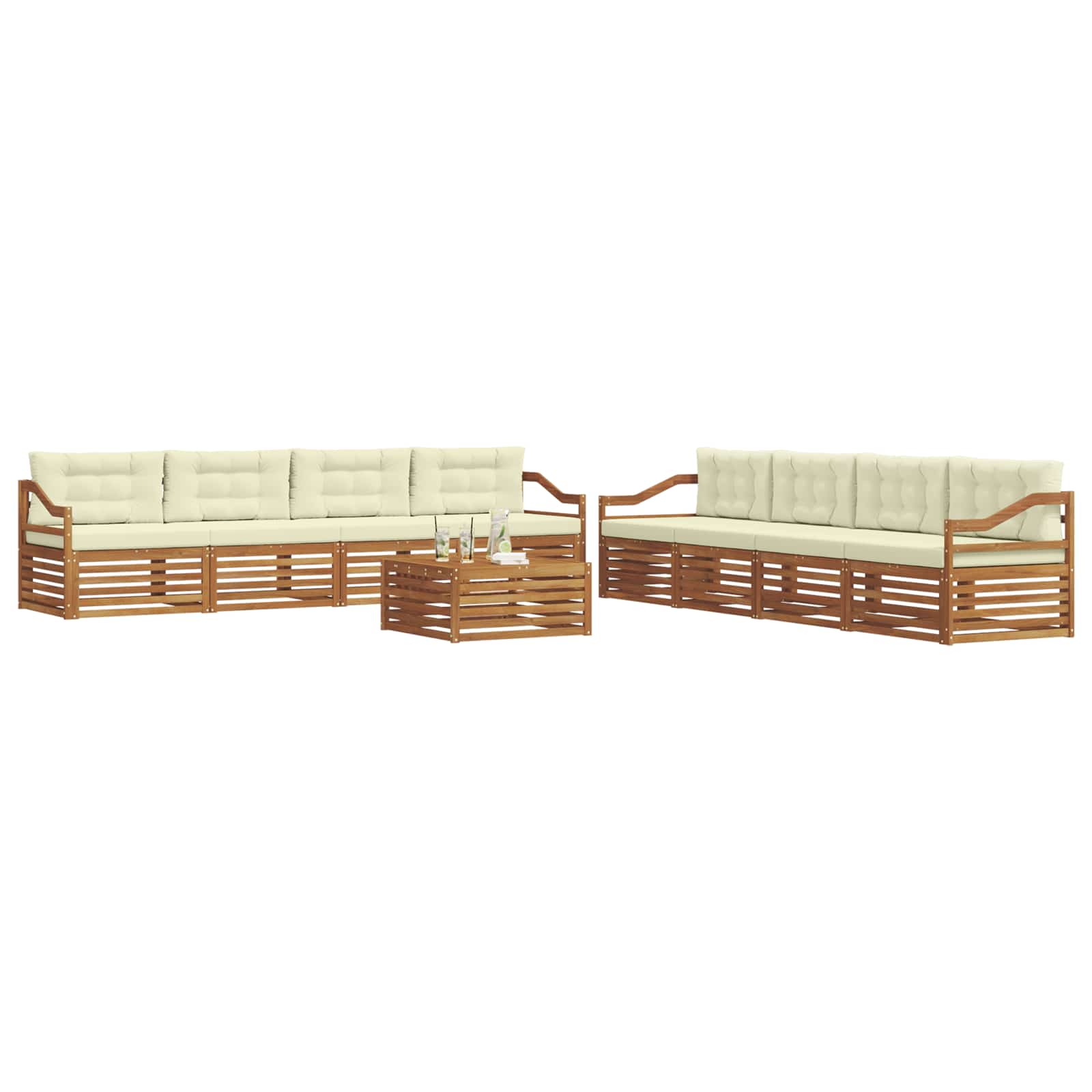 Outdoor-Sofagarnitur 9 stk. Natur und Creme