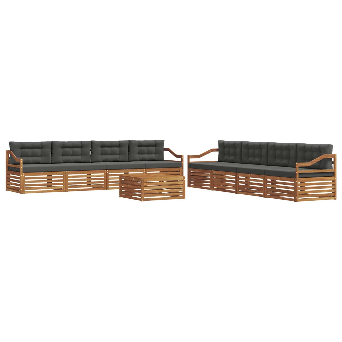 Outdoor-Sofagarnitur 9 stk. Natur und Anthrazit