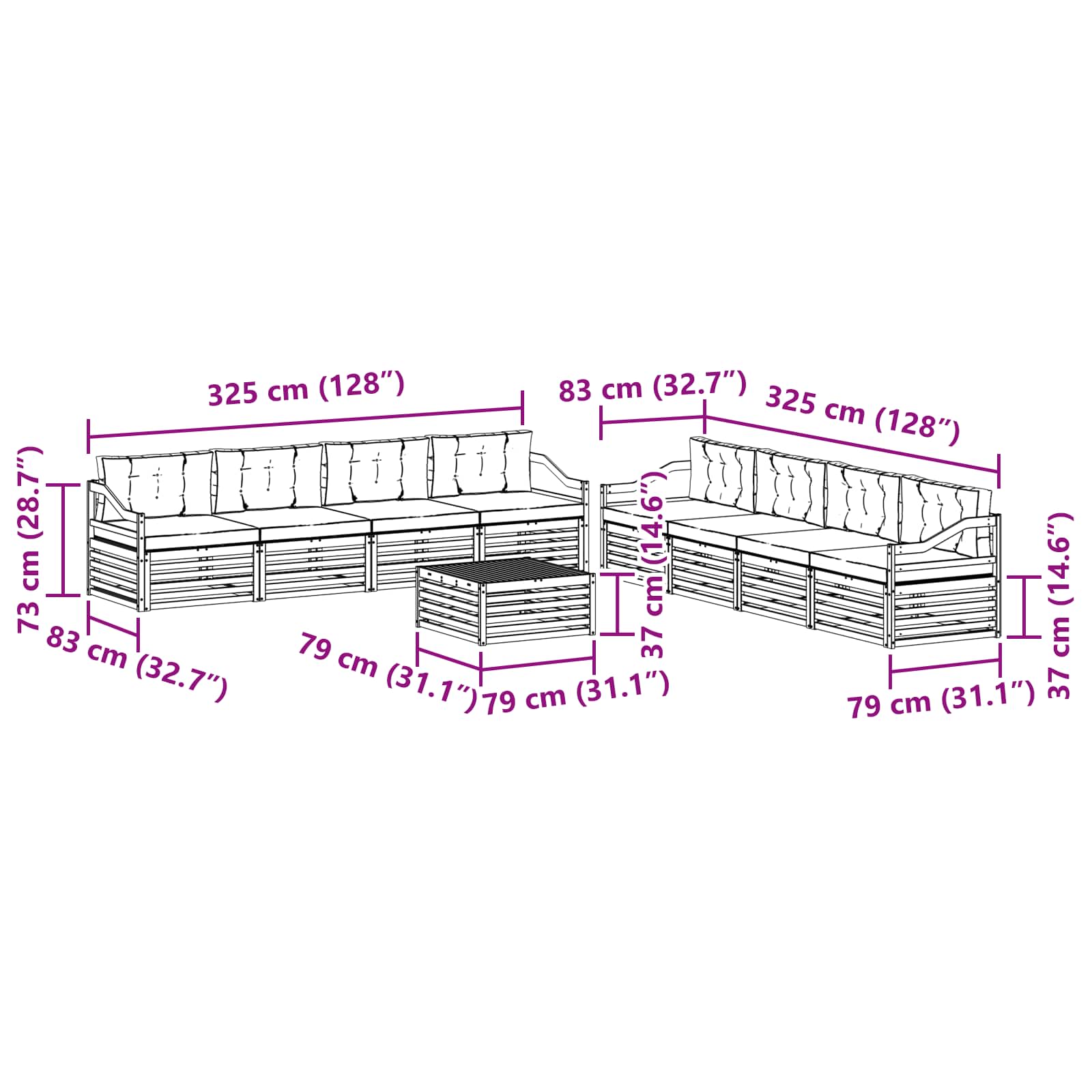 Outdoor-Sofagarnitur 9 stk. Natur und Anthrazit