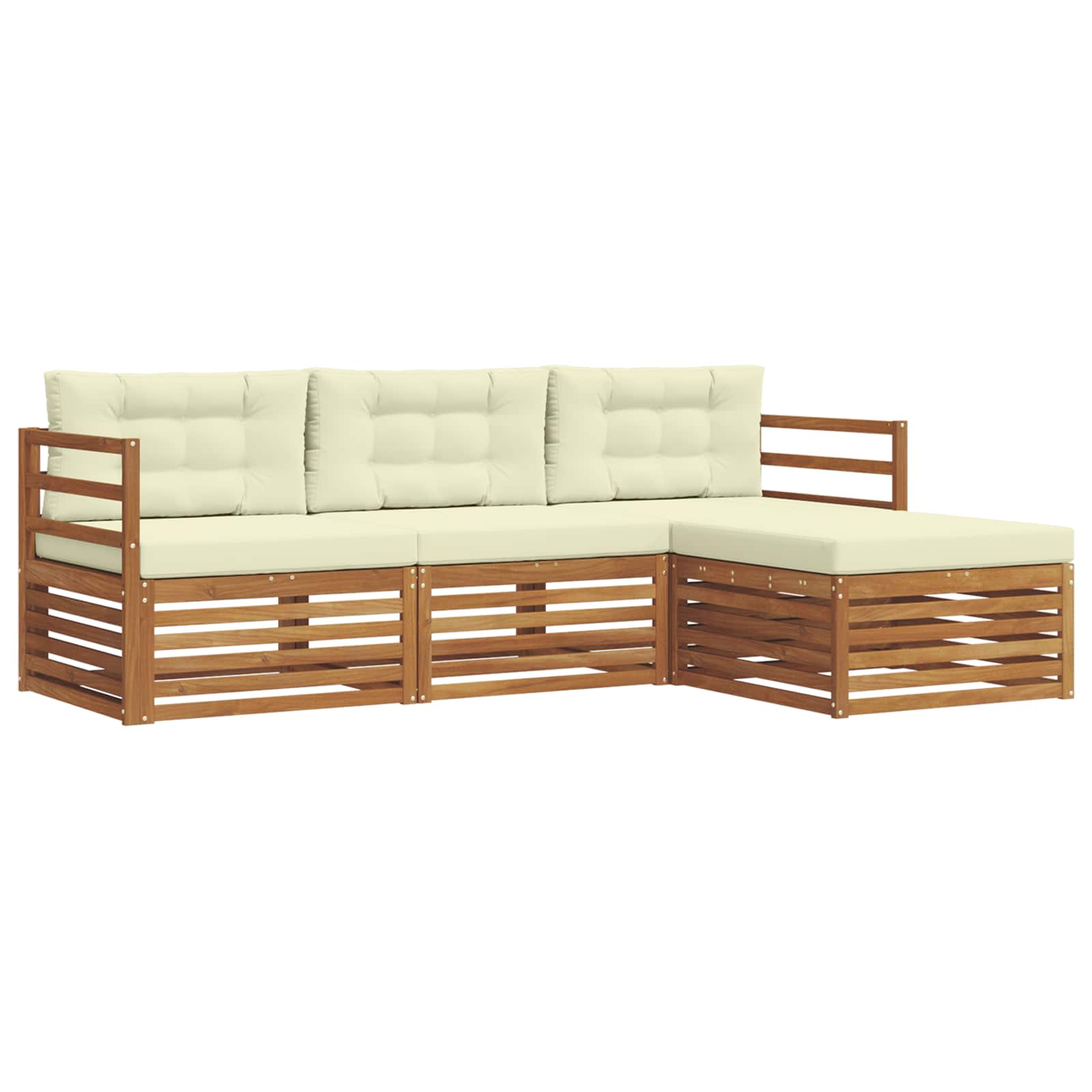 Outdoor-Sofagarnitur Natur und Creme 245,5 x 162,5 x 73 cm