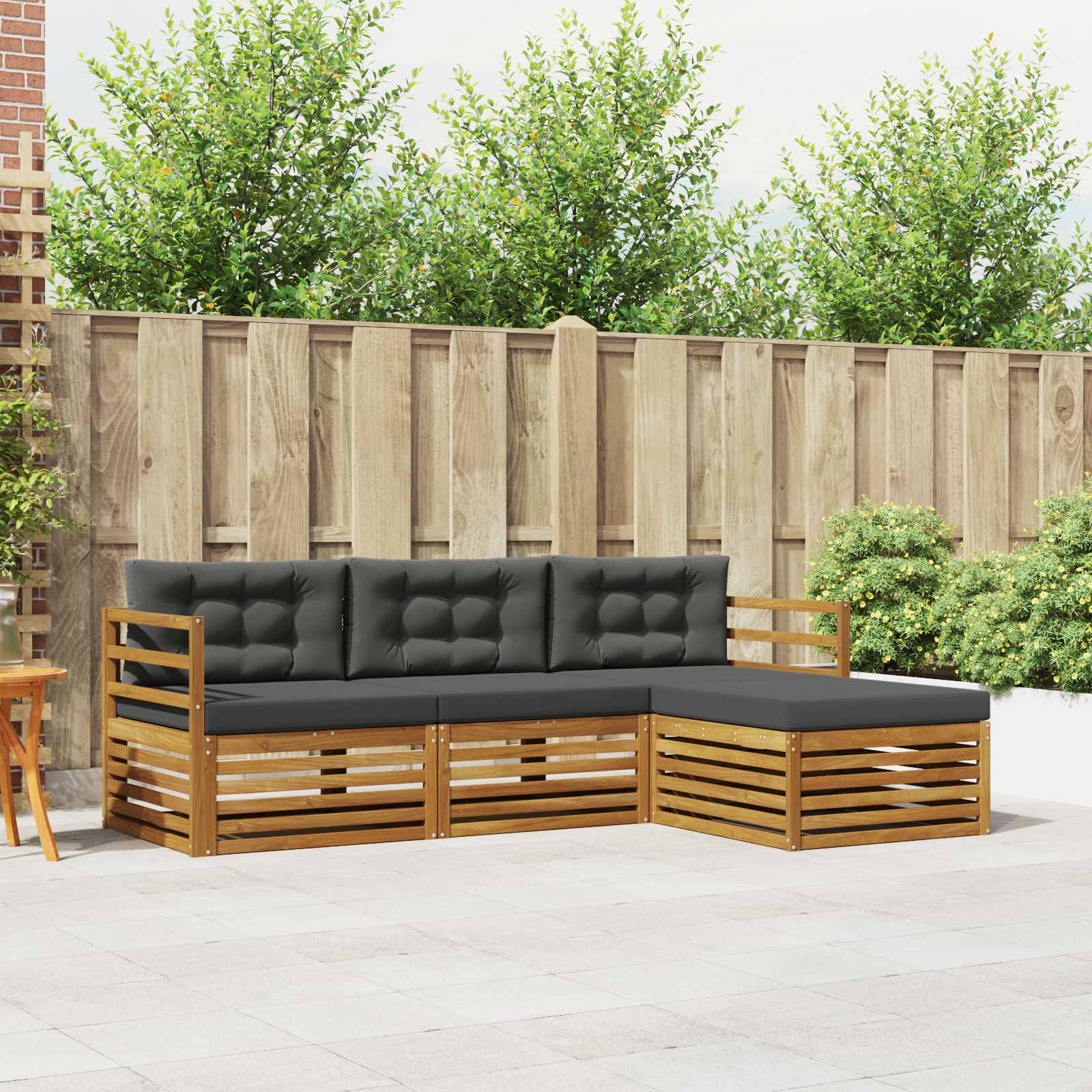 Outdoor-Sofagarnitur Natur und Anthrazit 245,5 x 162,5 x 73 cm